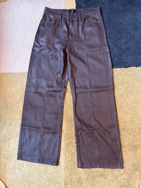 Banana Republic Brown Leather Straight-Leg Pants